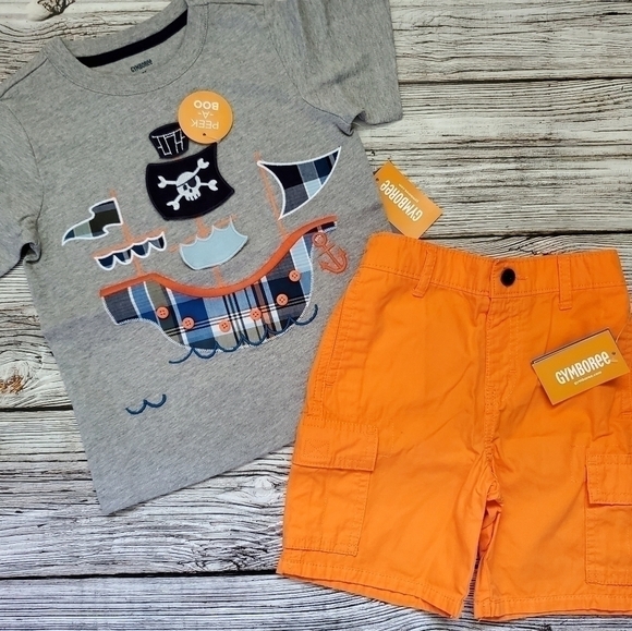 Embroidered Pirate Ship and Octopus T-Shirts and Shorts Set Whale Hello There - Picture 6 of 6